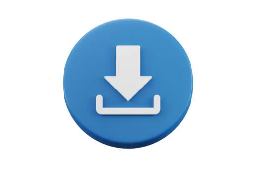 Blue 3D Download Icon Arrow Upload Symbol Sign Button PNG