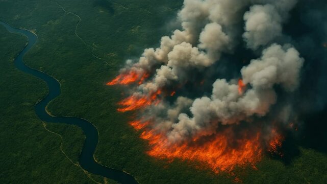 Inc&ecirc;ndio florestal na Amaz&ocirc;nia, fogo florestal no Brasil, vista do espa&ccedil;o
