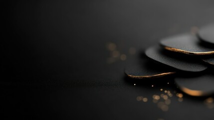 Elegant Black Stones with Golden Edges on Dark Background