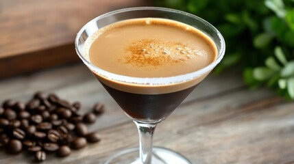 Elegant Espresso Martini Cocktail with Coffee Beans