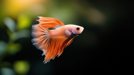 Elegant Orange Betta Fish in Aquarium