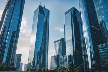 Fototapeta premium Glinting Towers in a High-Tech Office Environment
