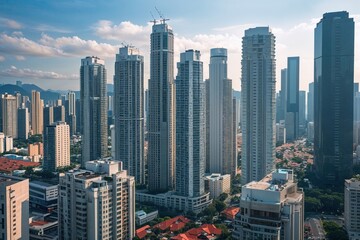 Fototapeta premium Clusters of High-Rise Structures in a Thriving City Life
