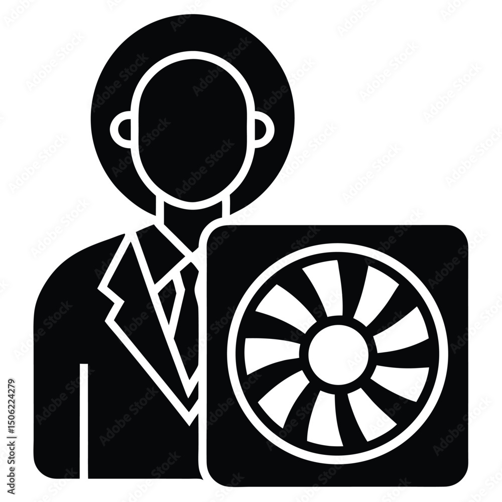 Poster it technician element isolated computer fan on white background