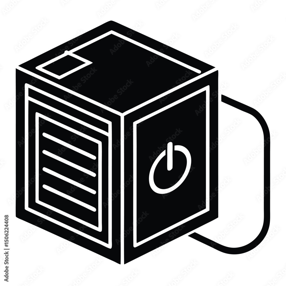Poster it technician element isolated computer power supply on white background