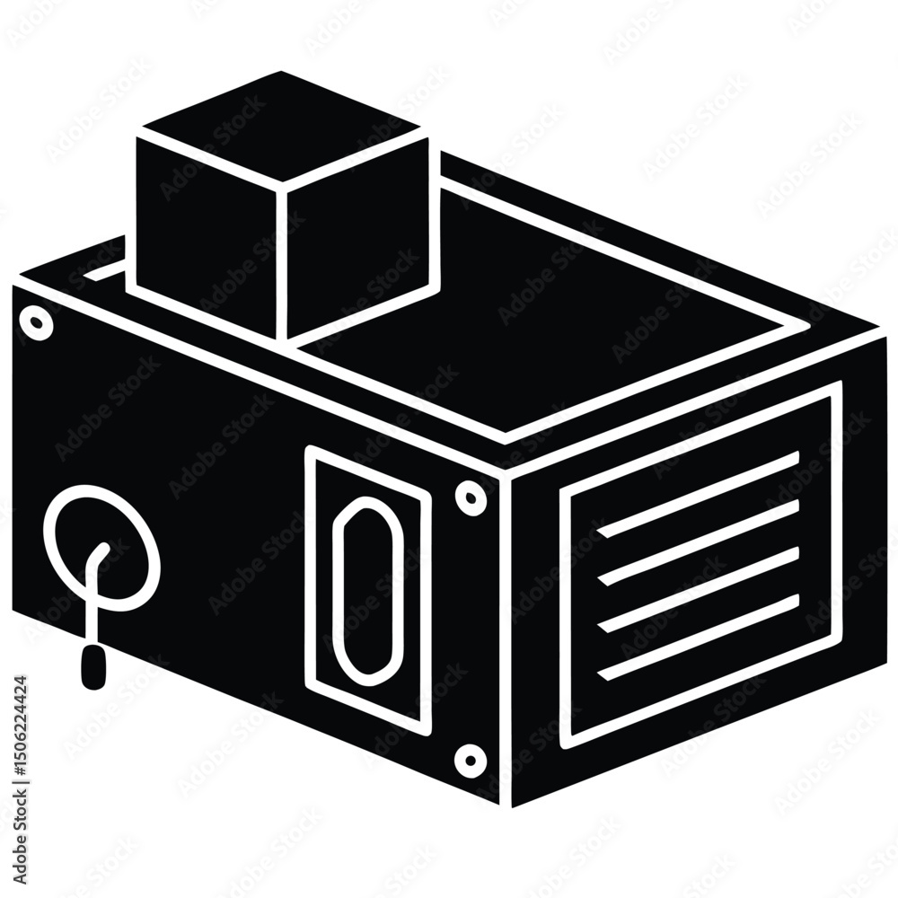 Poster it technician element isolated computer power supply unit on white background