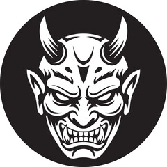 Oni Mask Japanese Folklore Illustration