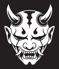 Oni Mask Japanese Folklore Illustration