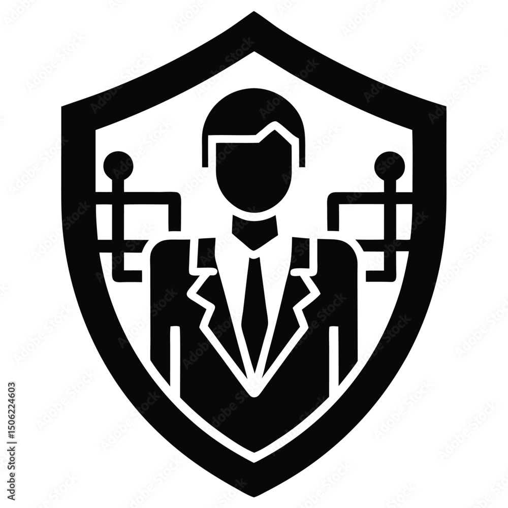 Poster it technician element isolated cybersecurity shield on white background