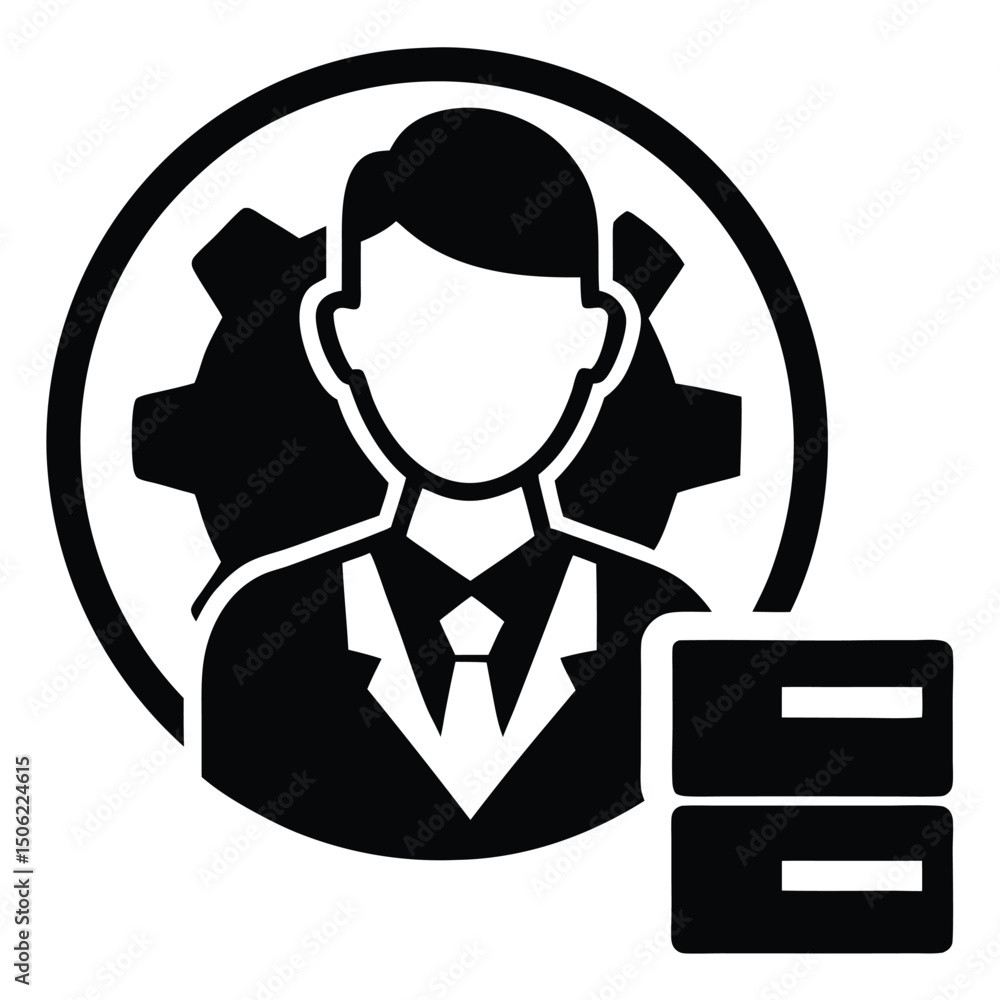 Aufkleber it technician element isolated data analysis on white background