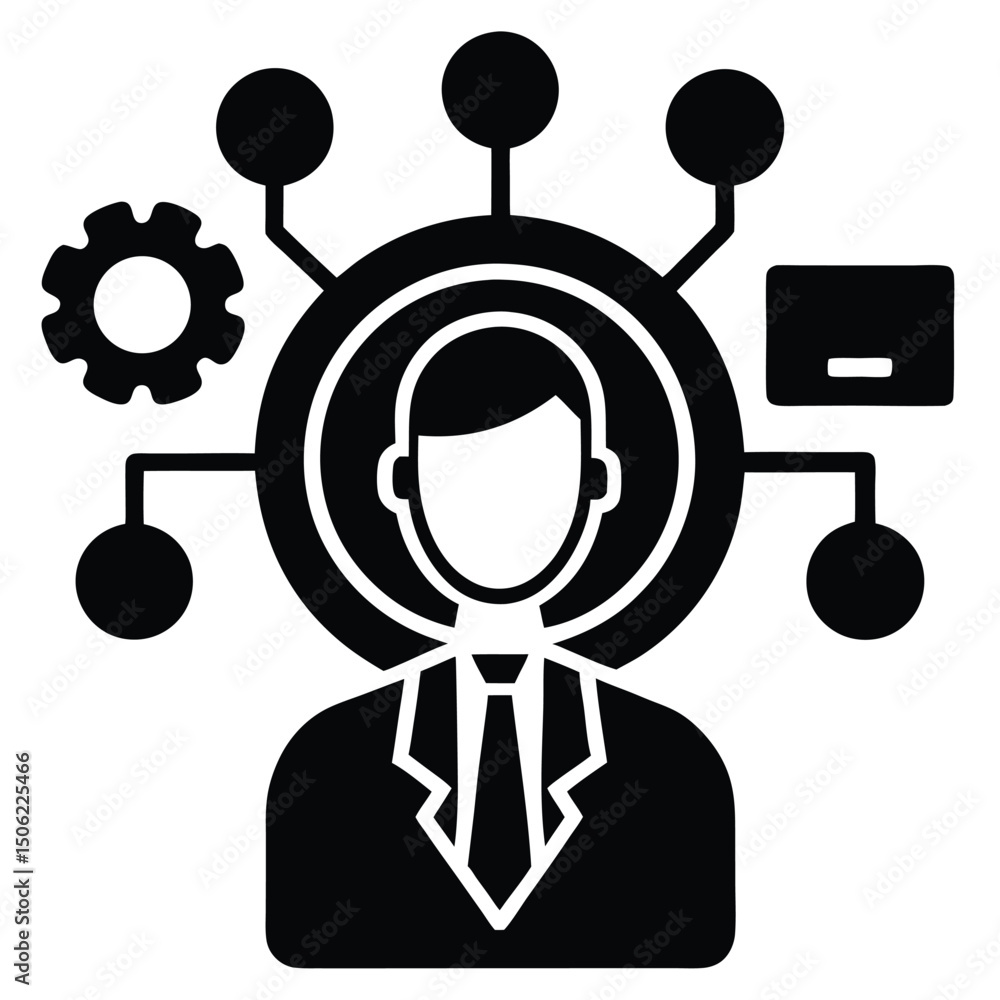 Poster it technician element isolated internet connection on white background