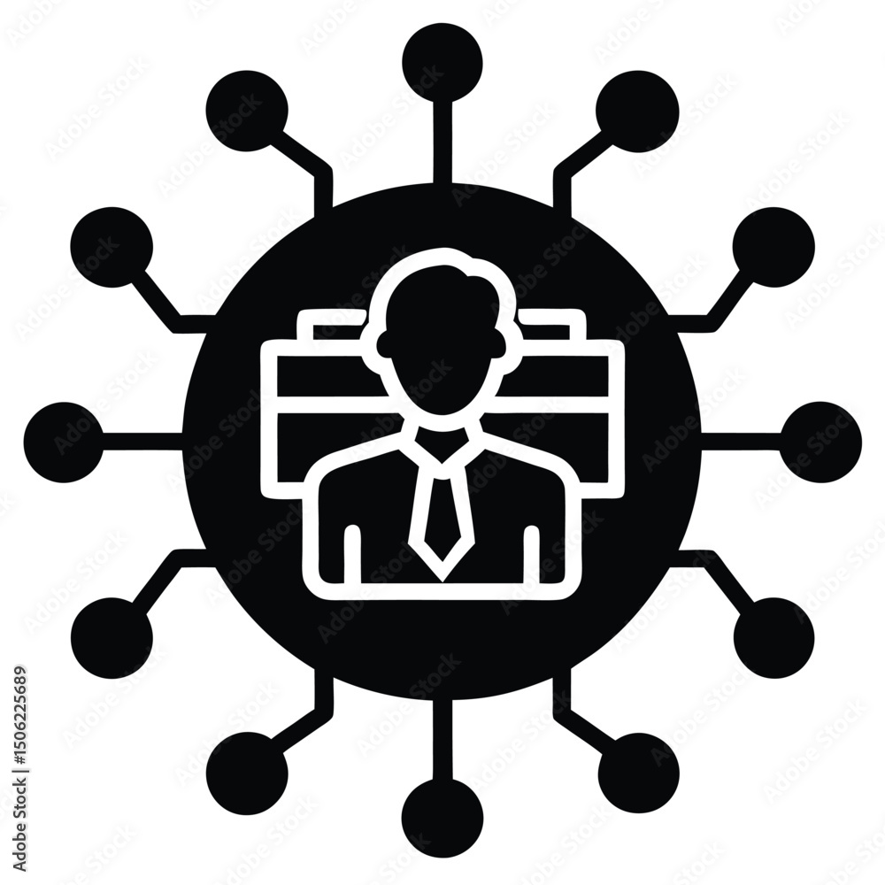 Poster it technician element isolated it network setup on white background