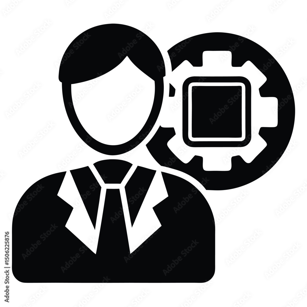 Poster it technician element isolated it support request on white background