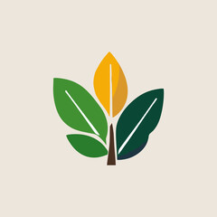 Abstract green leaf icon in flat minimal style representing eco-conscious branding design