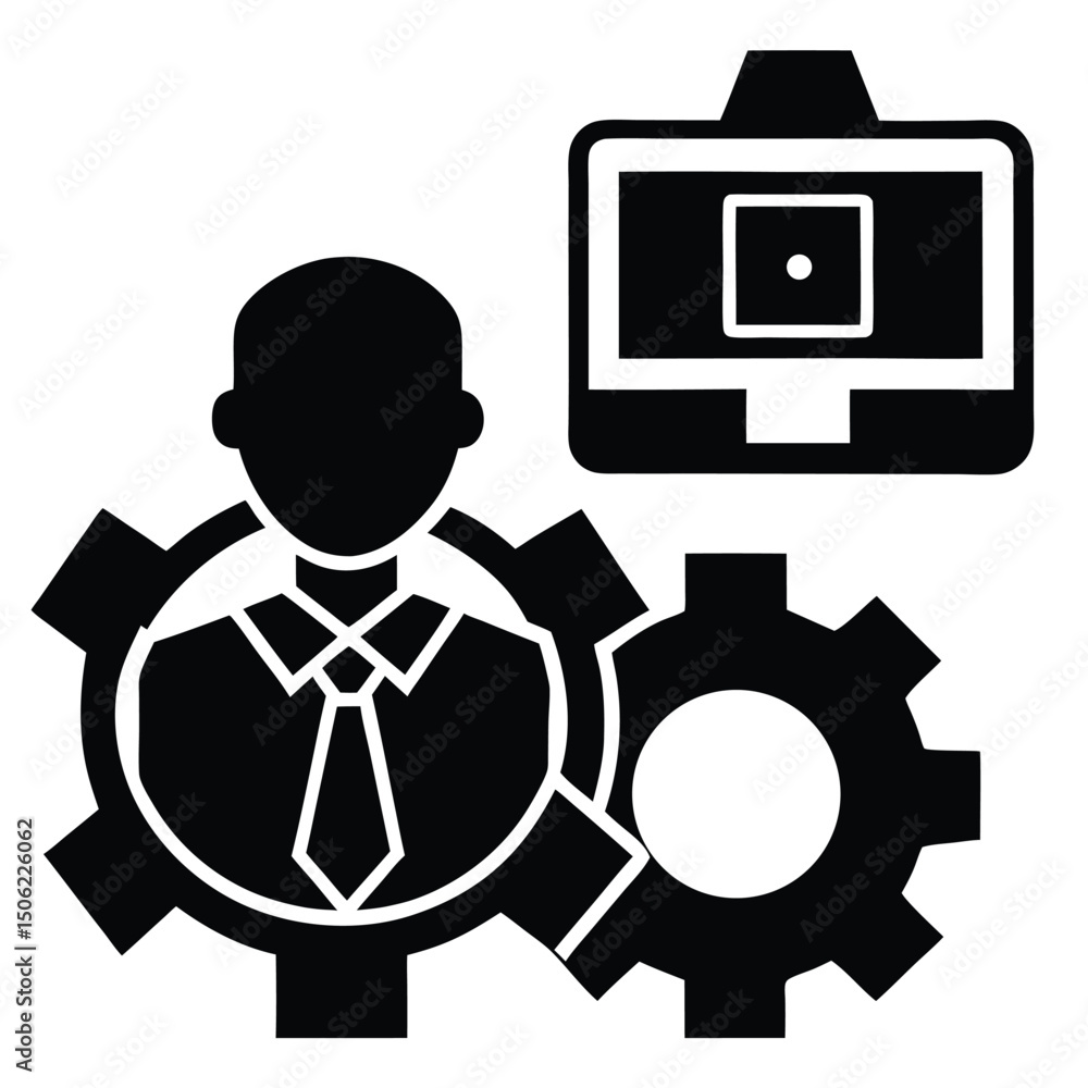 Poster it technician element isolated it troubleshooting software on white background