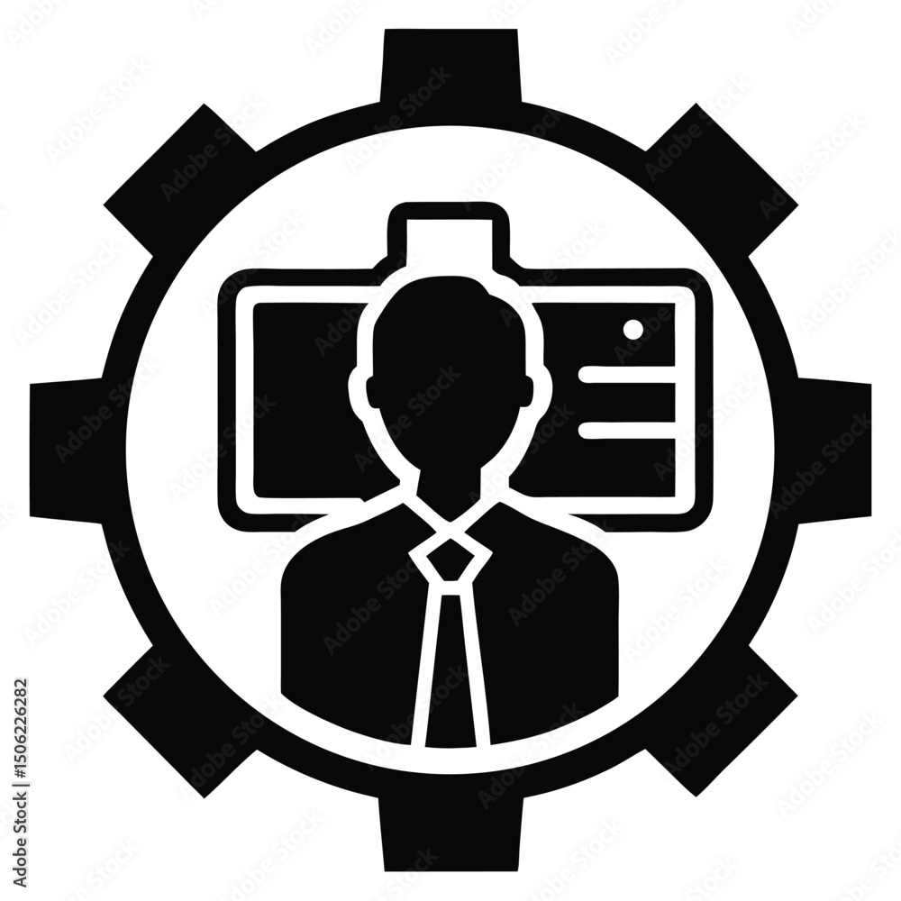 Poster it technician element isolated mobile device manage on white background
