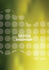Abstract vector background with green and yellow gradients, geometric circle patterns and smooth wave lines.
