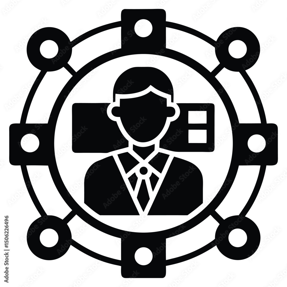 Poster it technician element isolated network monitoring on white background