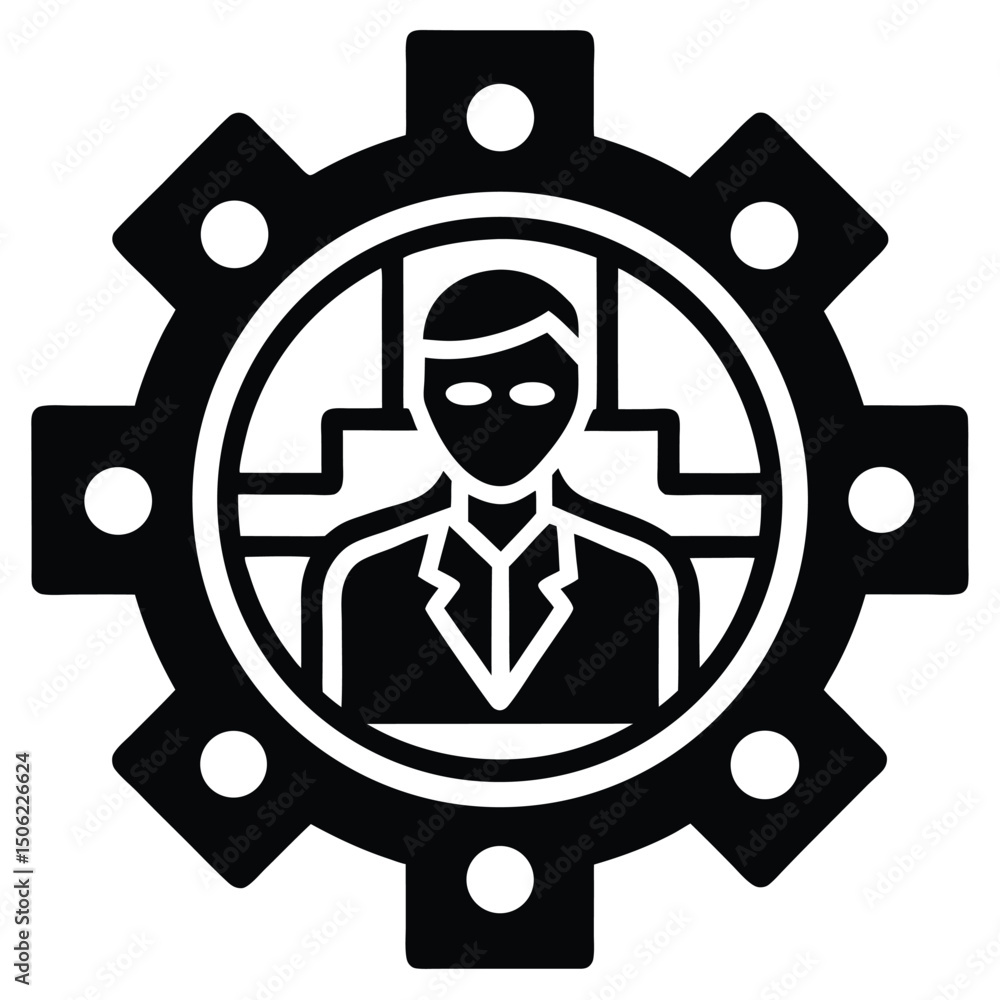 Poster it technician element isolated network security settings on white background