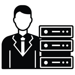 IT Technician element isolated server virtualization on white background