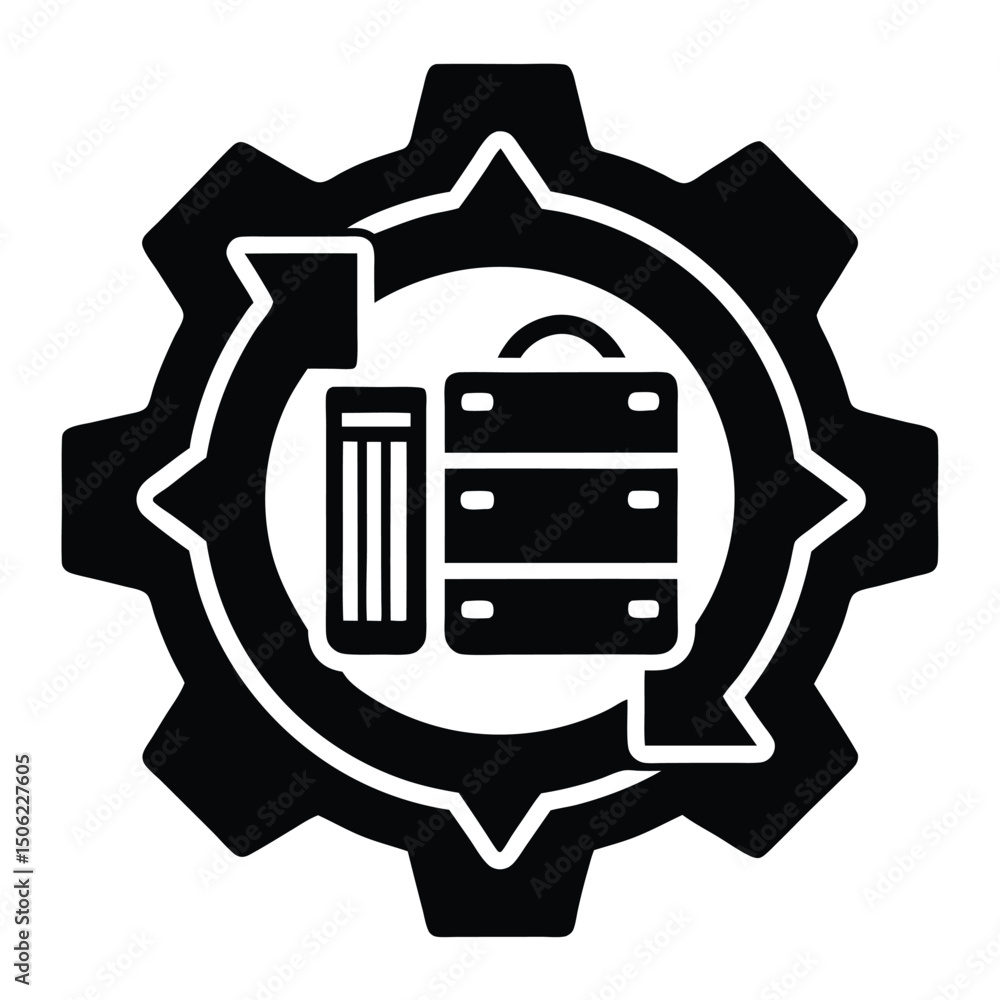 Poster it technician element isolated system recovery on white background