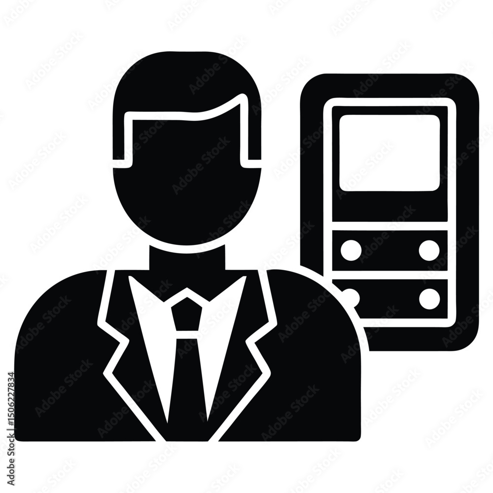 Poster it technician element isolated virtual machine on white background