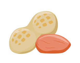 peanut snack food set cartoon. nut organic, brown natural, ingredient healthy, nutrition, butter protein, fat tasty