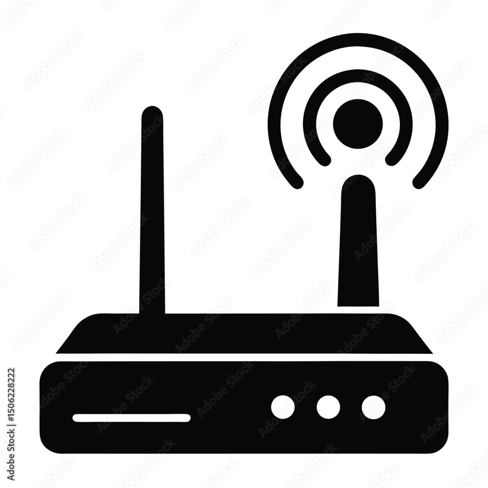 Poster it technician element isolated wireless router on white background