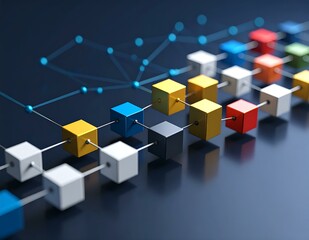 Colorful Cubes Network Blockchain Technology Data Visualization