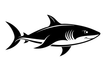 Fototapeta premium Shark Black and White Silhouette Isolated Vector Graphics Bold Design Ocean Animal Wildlife Aquatic Marine Predator Symbol