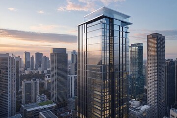 Modern High-Rise Business Center Featuring Cutting-Edge Architectural Design in Urban Landscape