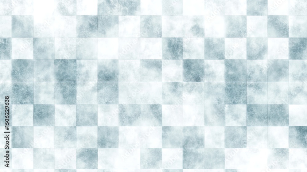 Poster light-blue and white checkerboard pattern with subtle texture.
