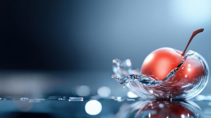 Fresh Red Cherry Splashing in Water