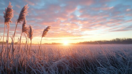 Frozen Meadow at Sunrise