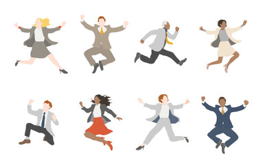 Diverse Business People Jumping Set – Multicultural Office Team