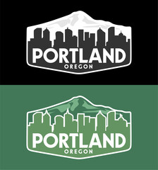 portland oregon with mountain view silhouette © americandigi