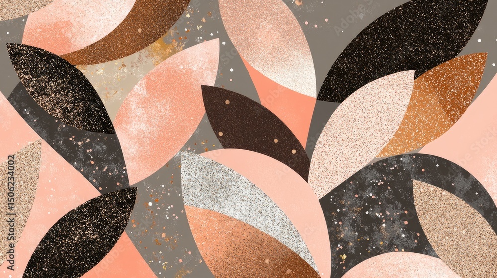 Aufkleber abstract pattern design with overlapping shapes and metallic textures.