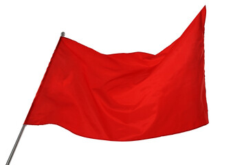 One red flag on white background. Mockup for design