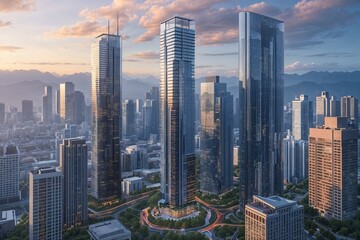 Obraz premium Revolutionary Skyscrapers Transforming Modern Urban Environments
