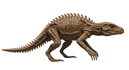 Obraz premium Armored dinosaur with osteoderms and tail spikes walking forward