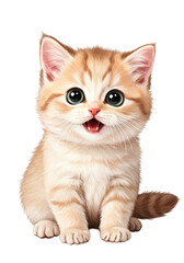 Obraz premium Cute Kitten Isolated Character Adorable Domestic Pet Funny Animal