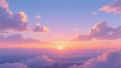 Obraz premium Harmonious Horizon: A Panoramic Sunset Sky