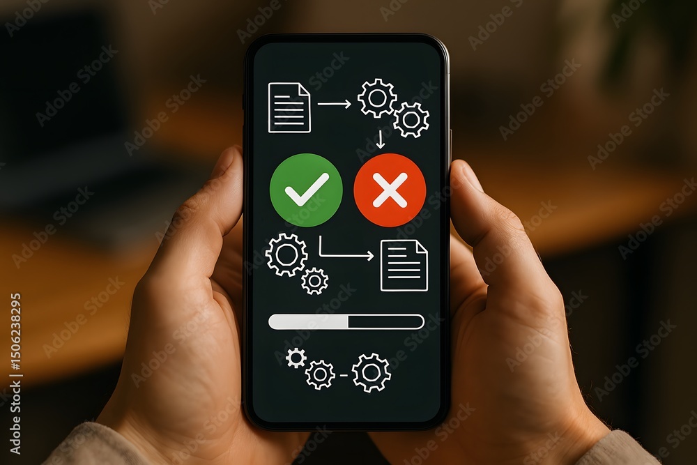 Aufkleber mobile application ui, a person interacts with a mobile app. concept of technological advancements.