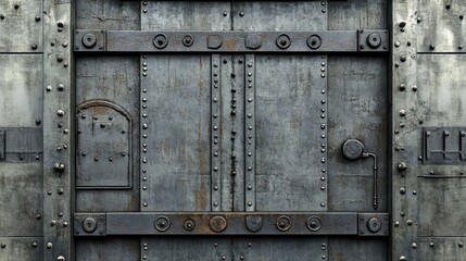 Detailed view of a metallic, aged door.