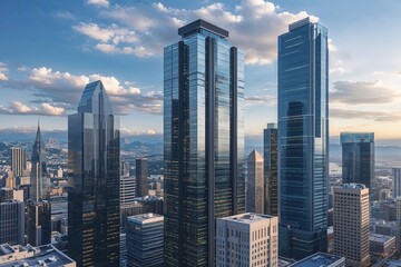 Fototapeta premium Impressive Urban Skyscrapers and Megastructures for Corporate Office Spaces