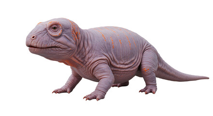 Fototapeta premium Detailed Render of a Wrinkled PurpleHued Reptilian Creature with Orange Markings