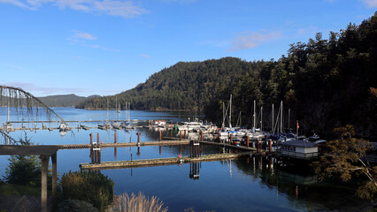 Sleepy morning at tranquil island marina