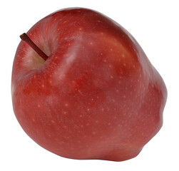 One red apple with stem, with light spots