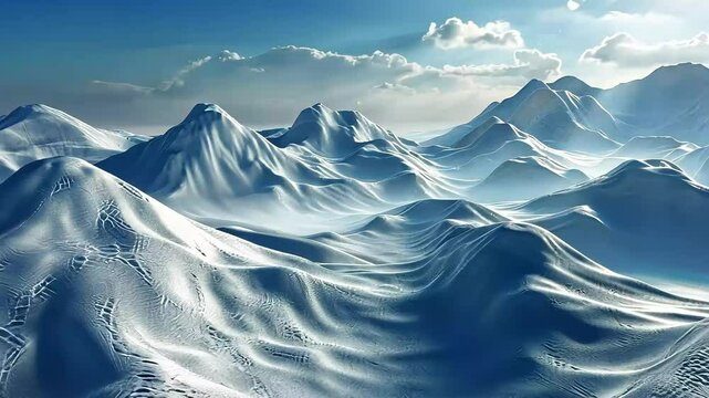 Snowy mountain range landscape footage