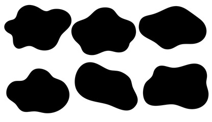 ふわふわした曲線のフレームイラストセット　黒